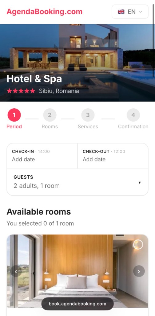 Public booking page on mobile